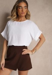 Biała Bluzka w Stylu Nietoperza Fadeasia. Białe bluzki Renee, l, bez wzorów, bez kołnierzyka, bez ramiączek. W wyprzedaży za 38.49 zł.