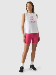 4F Legginsy krótkie z wysokim stanem damskie - różowe XS. Czerwone legginsy 4f, s, bez wzorów, z dzianiny, z podwyższonym stanem, krótkie. W wyprzedaży za 39.99 zł.