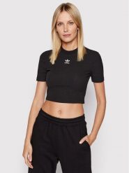 Adidas T-Shirt adicolor Essentials Rib Cropped HF3395 Czarny Regular Fit. Czarne t-shirty Adidas, bez wzorów, z bawełny, bez kołnierzyka, bez ramiączek. Za 119.99 zł.