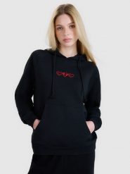 4F Bluza dresowa nierozpinana z kapturem damska - czarna XXL. Czarne bluzy 4f, xs, bez wzorów, z bawełny, z kapturem. W wyprzedaży za 69.99 zł.
