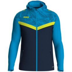 Damska bluza dresowa z kapturem zapinana na zamek błyskawiczny Jako Iconic. Niebieskie bluzy sportowe JAKO, bez wzorów, z dresówki, z kapturem. Za 386.50 zł.