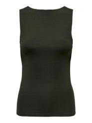 ONLY Top w kolorze khaki rozmiar: L. Brązowe topy Only, l, bez wzorów, bez kołnierzyka, bez ramiączek. Za 39.58 zł.
