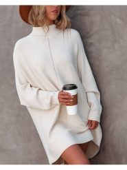 Milan Kiss Sukienka dzianinowa w kolorze kremowym rozmiar: M. Brązowe sukienki Milan Kiss, na co dzień, m, bez wzorów, z dzianiny, bez kołnierzyka, bez ramiączek, mini, proste. Za 173.99 zł.