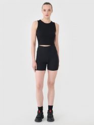4F Legginsy krótkie dzianinowe damskie - czarne M. Czarne legginsy 4f, m, bez wzorów, z bawełny, z podwyższonym stanem, krótkie. W wyprzedaży za 39.99 zł.