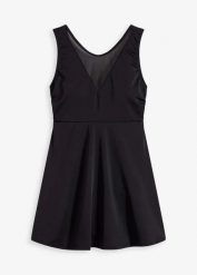 Sukienka kąpielowa shape z siateczką, lekki stopień modelowania sylwetki. Czarne sukienki bonprix, na plażę, bez wzorów, eleganckie, bez kołnierzyka, bez ramiączek. Za 149.99 zł.