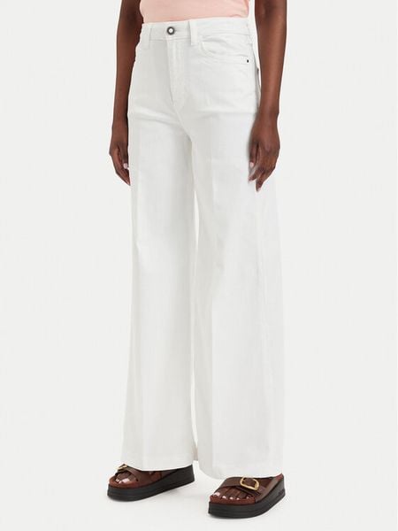 Guess Jeansy W6GA1C D0708 Biały Wide Leg. Białe jeansy Guess, z aplikacjami. Za 313.99 zł.
