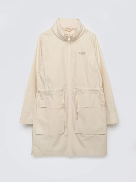 Kurtka damska parka perłowa Emba 103. Białe kurtki Big Star, na wiosnę, l, bez wzorów, z bawełny, bez kaptura. W wyprzedaży za 139.99 zł.
