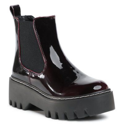 DeeZee WS5162-05 Bordowy. Czerwone botki DeeZee, bez wzorów, z materiału, bez obcasa, bez zapięcia. Za 149.99 zł.