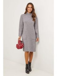 Soft Cashmere Sukienka dzianinowa w kolorze szarym rozmiar: 38/40. Szare sukienki Soft Cashmere, bez wzorów, z dzianiny, klasyczne, bez kołnierzyka, bez ramiączek, midi. Za 270.39 zł.