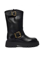 Badura Botki EO-CLAIRE-70866 Czarny. Czarne botki Badura, bez wzorów, ze skóry, bez obcasa, na płaskiej podeszwie, bez zapięcia. Za 429.99 zł.