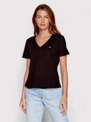 Tommy Jeans T-Shirt DW0DW14617 Czarny Slim Fit. Czarne t-shirty Tommy Jeans, xxs, bez wzorów, z bawełny, bez kołnierzyka, bez ramiączek. Za 139.99 zł.