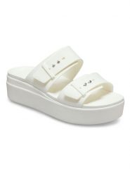 Crocs Klapki w kolorze białym rozmiar: 39/40. Białe klapki Crocs, bez wzorów, z otwartym noskiem, bez obcasa, na platformie. Za 179.64 zł.