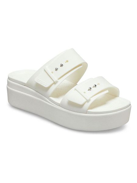 Crocs Klapki w kolorze białym rozmiar: 37/38. Białe klapki Crocs, bez wzorów, z otwartym noskiem, bez obcasa, na platformie. Za 192.33 zł.