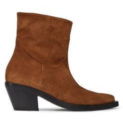 Botki PINKO. Brązowe botki Pinko, bez wzorów, bez obcasa, na słupku, bez zapięcia. Za 2,439.00 zł.