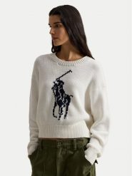 Polo Ralph Lauren Sweter 211A96234002 Biały Relaxed Fit. Białe swetry Polo Ralph Lauren, xs, bez wzorów, z bawełny, bez ramiączek. Za 1,239.00 zł.