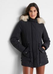 Parka. Czarne parki bonprix, z kapturem. Za 299.99 zł.
