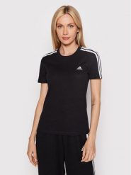 Adidas T-Shirt Loungewear Essentials 3-Stripes GL0784 Czarny Slim Fit. Czarne t-shirty Adidas, xs, bez wzorów, z bawełny, bez kołnierzyka, bez ramiączek. Za 79.99 zł.