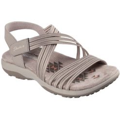 Sandały damskie Skechers Reggae Slim Sunnyside 2.0. Brązowe sandały Skechers, bez wzorów, z materiału, bez obcasa, bez zapięcia. Za 390.00 zł.