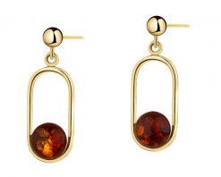 Kolczyki srebrne z bursztynem - kulki. Szare kolczyki Apart, z bursztynem, pozłacane. Za 459.00 zł.