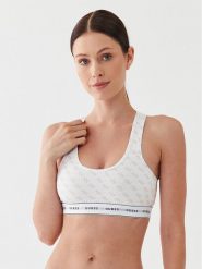 Guess Biustonosz top Carrie O97C01 KBOE1 Biały. Białe biustonosze Guess, l, z aplikacjami, z bawełny, bez kołnierzyka, bez ramiączek. Za 79.99 zł.