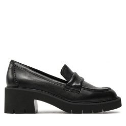 Półbuty Tamaris. Czarne czółenka Tamaris, bez wzorów, bez obcasa, na obcasie, bez zapięcia. Za 419.99 zł.