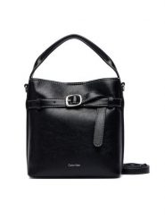Calvin Klein Torebka Buckle Mini Bucket Crossbody LV04F3550G Czarny. Czarne torebki klasyczne Calvin Klein, bez wzorów, ze skóry, bez dodatków. Za 569.99 zł.