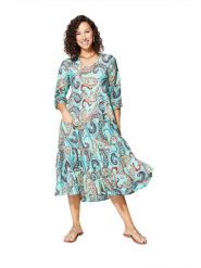 Aller Simplement Sukienka w kolorze błękitno-czerwonym rozmiar: 38/40. Niebieskie sukienki Aller Simplement, bez wzorów, klasyczne, bez kołnierzyka, bez ramiączek, midi. Za 65.99 zł.