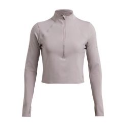 Longsleeve do biegania damski Under Armour Launch Elite Half Zip. Szare koszulki sportowe Under Armour, bez wzorów, bez ramiączek, do biegania. Za 239.99 zł.