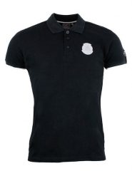 Peak Mountain Koszulka polo w kolorze czarnym rozmiar: M. Czarne bluzki Peak Mountain, m, bez wzorów, z bawełny, bez kołnierzyka, bez ramiączek. Za 93.94 zł.