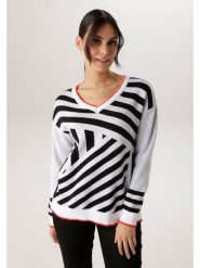 Aniston Sweter w kolorze biało-czarnym rozmiar: 42. Białe swetry Aniston, bez wzorów, bez ramiączek. Za 173.99 zł.