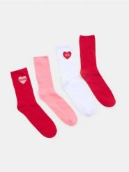 Prążkowane skarpetki z haftem 4 pack - wielobarwny. Skarpety Sinsay, bez wzorów, prążkowane. Za 17.99 zł.