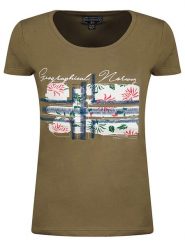 Geographical Norway Koszulka "Jepson 401" w kolorze khaki rozmiar: M. Brązowe bluzki Geographical Norway, m, bez wzorów, bez kołnierzyka, bez ramiączek. Za 43.37 zł.