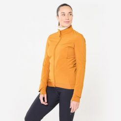 Kurtka zimowa rowerowa MTB damska Rockrider. Brązowe kurtki sportowe ROCKRIDER, na zimę, l, bez wzorów, z materiału, bez kaptura, rowerowe. Za 299.99 zł.