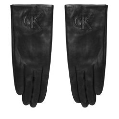 Rękawiczki Calvin Klein. Czarne rękawiczki Calvin Klein, bez wzorów. Za 349.99 zł.