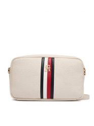 Tommy Hilfiger Torebka Th Corp Ess Camera Bag AW0AW19333 Kremowy. Białe listonoszki TOMMY HILFIGER, bez wzorów, ze skóry, bez dodatków. Za 449.99 zł.