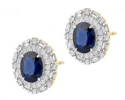 Kolczyki z żółtego złota z diamentami i szafirami - próba 585. Żółte kolczyki Apart, z diamentem, złote. Za 9,590.00 zł.
