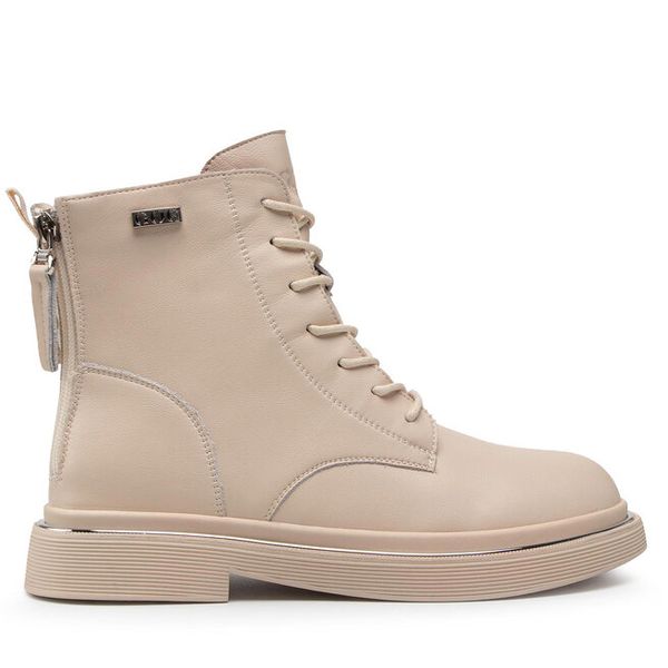 Trzewiki GOE. Brązowe botki GOE, bez wzorów, bez obcasa, na płaskiej podeszwie, bez zapięcia. Za 279.99 zł.