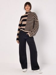 Apricot Sweter w kolorze jasnobrązowo-czarnym rozmiar: L. Brązowe swetry Apricot, l, bez wzorów, bez ramiączek. Za 136.78 zł.