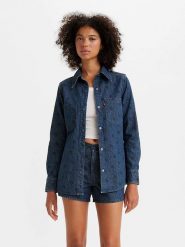 Levi's Koszula dżinsowa w kolorze granatowym rozmiar: M. Niebieskie koszule Levi's®, m, bez wzorów, z bawełny, bez kołnierzyka, bez ramiączek. Za 127.65 zł.