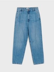 Jeansy balloon high waist - niebieski. Niebieskie jeansy Sinsay, l, bez wzorów, z podwyższonym stanem. Za 69.99 zł.