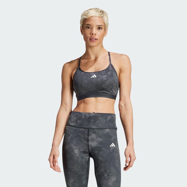 Biustonosz Aeroreact Training Essentials Light Support Tie-Dye Flower-Print. Brązowe bielizna sportowa Adidas, xl, bez wzorów, z materiału. W wyprzedaży za 143.20 zł.