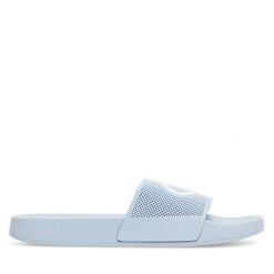 Klapki Champion. Niebieskie klapki Champion, bez wzorów, bez obcasa. Za 79.99 zł.