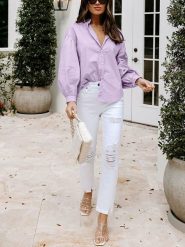 LA Angels Bluzka w kolorze fioletowym rozmiar: S. Różowe bluzki LA Angels, s, bez wzorów, z bawełny, bez kołnierzyka, bez ramiączek. Za 130.99 zł.