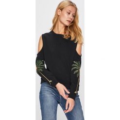 Guess Jeans - Bluza. Czarne bluzy Guess Jeans, l, z aplikacjami, z bawełny, bez kaptura. W wyprzedaży za 239.90 zł.