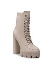 DeeZee Botki 80032-2 Beżowy. Brązowe botki DeeZee, bez wzorów, ze skóry, bez obcasa, na słupku, bez zapięcia. Za 219.99 zł.