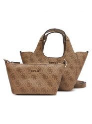 Guess Torebka w kolorze jasnobrązowym - 27 x 17 x 8 cm rozmiar: onesize. Brązowe torby na ramię Guess, z aplikacjami, z materiału, przez ramię, bez dodatków. Za 382.99 zł.