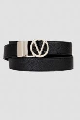 VALENTINO Czarny pasek damski Roof Plaque Buckle Belt, Rozmiar S. Czarne paski Valentino by Mario Valentino, bez wzorów. W wyprzedaży za 114.99 zł.