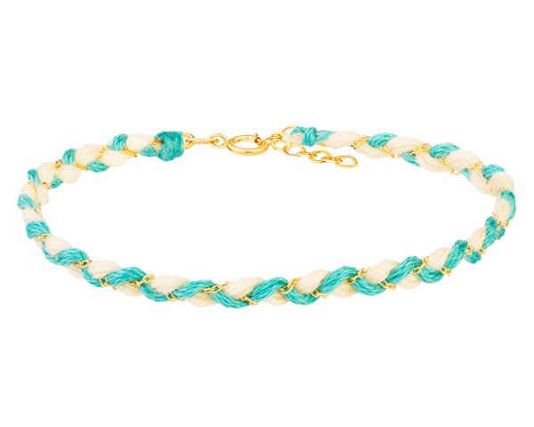 Złota bransoletka z włóknem. Żółte bransoletki Apart, złote. W wyprzedaży za 412.30 zł.