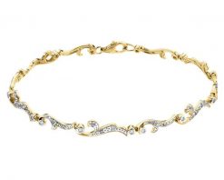 Bransoletka z żółtego złota z brylantami - 18 cm - 0,25 ct - próba 585. Żółte bransoletki Apart, z brylantem, złote. Za 6,490.00 zł.