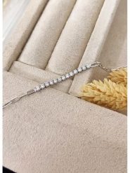 Miu Silver Srebrna bransoletka z cyrkoniami rozmiar: onesize. Szare bransoletki Miu Silver, z cyrkonią, srebrne. Za 113.99 zł.